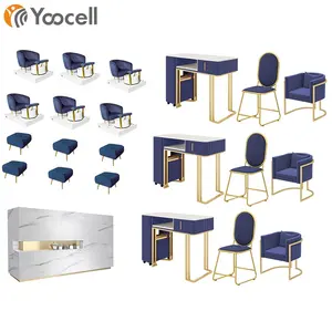 Professional dark blue and gold beauty salon equipment pedicure and manicure set package set for hair salon beauty spa