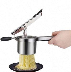 Utensilio de Cocina, Triturador de Papas de Acero Inoxidable Resistente con 3 Discos de Finura Intercambiables, Prensa de Ajo - Product Image 1