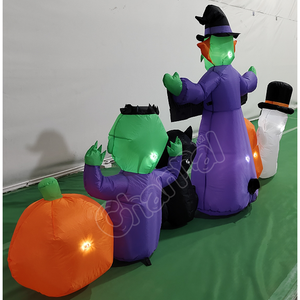 Bannière d'Halloween en feutre gonflable avec <span class=keywords><strong>citrouille</strong></span> et fantôme blanc, combinaison de bannières de sorcières d'Halloween pour décoration de jardin - Product Image 4