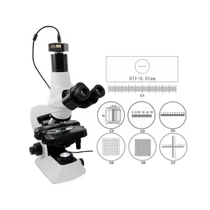 Mikroskop Kaca Optik C1-C7, Aksesori Tahap Kalibrasi Lensa Mata Slide Mikrometer