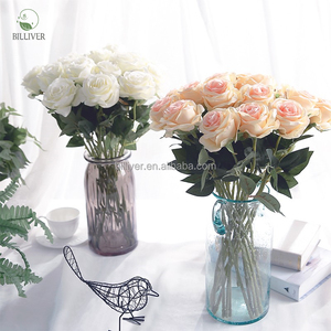 ช่อดอกโบตั๋นผ้าไหมกำมะหยี่ดอกเดียวราคาถูกงานแต่งงานวันวาเลนไทน์ตกแต่งบ้านดอกกุหลาบสัมผัสของจริงที่เก็บรักษาไว้ - Product Image 4