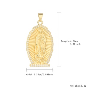 Collana con Ciondolo Vergine <span class=keywords><strong>Maria</strong></span> Placcato Oro 14K, Gioielli in Ottone con Zirconi, Charm Religioso Cattolico <span class=keywords><strong>per</strong></span> Donna Uomo, Regalo alla Moda, Vendita all'Ingrosso - Product Image 2