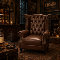 Fauteuil à une place de style américain vintage, chaise en cuir rétro pour la maison, le bar, l'hôtel ou le salon à whisky et cigares