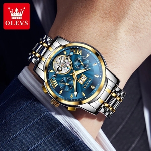 Reloj Mecánico Automático de Lujo Olevs 9965 para Hombre con Calendario y Fecha, Correa de Acero Inoxidable Impermeable, Reloj Casual de Negocios - Product Image 3