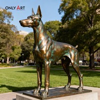 Уличная ручная Литая Бронзовая Скульптура Dobermann Pinscher металлические статуи собаки для продажи садовой бронзовой статуи Doberman для продажи