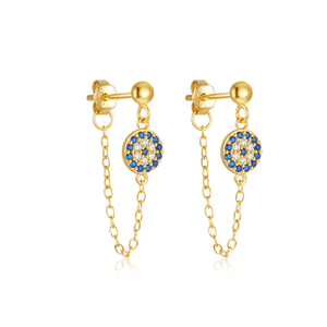 CANNER <b>Silver</b> <b>Earrings</b> for Women CZ Diamond 18K Gold Plated 925 <b>Sterling</b> <b>Silver</b> Tassel Chain Eye <b>Stud</b> <b>Earrings</b> Jewelry - Product Image 1