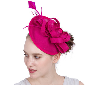 Sombreros Fascinadores de Plumas de Avestruz Amarillas y Cáñamo, Estilo Británico <span class=keywords><strong>Retro</strong></span>, Moda Femenina, Simples, para Fiestas de Té y Cócteles - Product Image 2