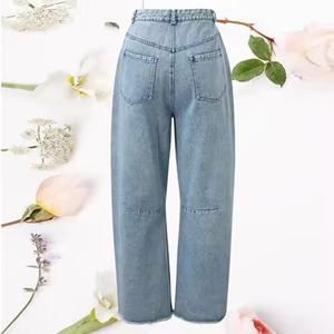 Nouveau Jean Tendance en Gros, Mode Personnalisée, Délavage Bleu, Coupe Ample, Jambe Large, Taille Basse, Jean Baggy pour Femme - Product Image 4