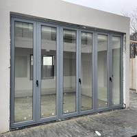 Porte pliante extérieure à rupture de pont thermique en aluminium, porte patio pliante, porte accordéon en verre à cadre noir pour jardin extérieur