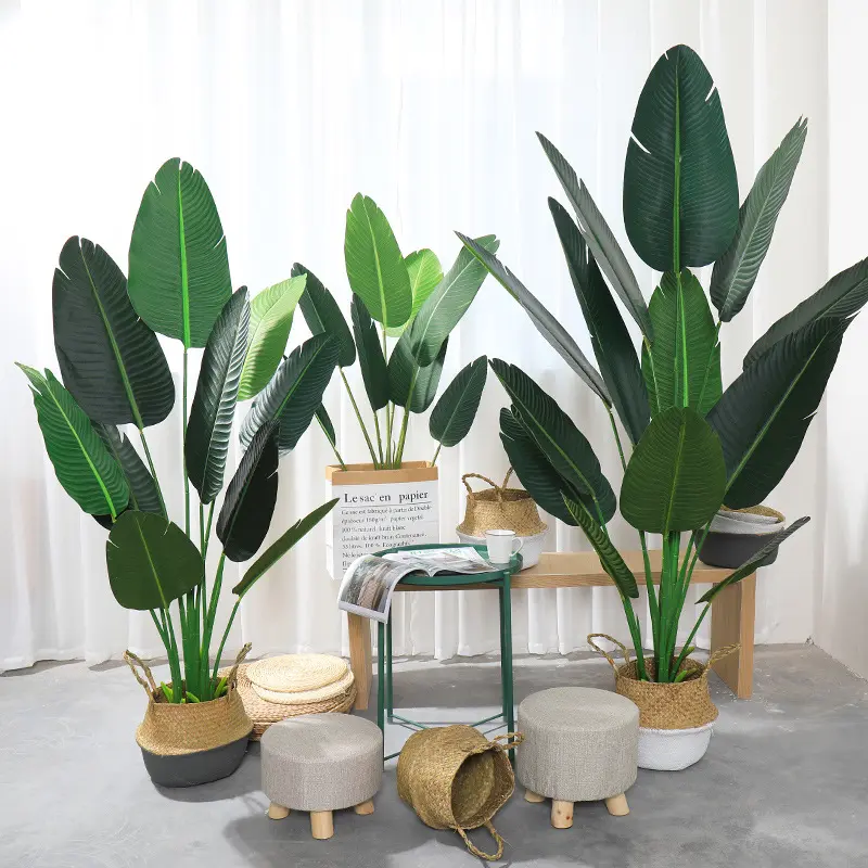 ELSY-23 simulação de plantas verdes flutuantes, vaso grande, decoração para área interna, viajante, plantas de banana, bonsai, plantas artificiais, árvores