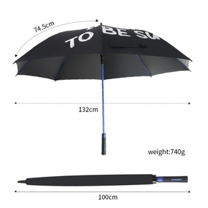 Semi-Automatic Open 130cm Customized Color Straight Shaft Windproof Extra Large Golf <b>Umbrella</b> with Black Fiberglass Frame - Product Image 6