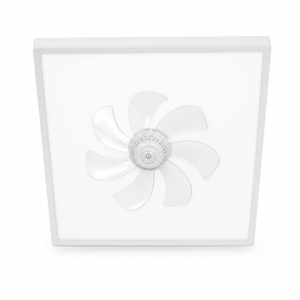 Moderner DC-Motor <span class=keywords><strong>LED</strong></span> Metall-Deckenventilator mit Licht 7 Flügel 6-Gang Fernbedienung Geräuscharm Weiß V-förmiges Design für Wohnzimmer & Hotel - Product Image 1