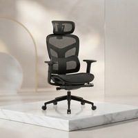 Chaise de bureau ergonomique en maille avec appui-tête réglable, base coulissante et dossier inclinable pour la maison, le bureau, la salle d'étude et la chambre d'enfant