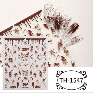 Nuevas pegatinas de uñas de Halloween estilo oscuro con calabaza, fantasma y cicatrices, calcomanías INS multiusos para uñas, decoraciones artísticas DIY para teléfonos, venta al por mayor - Product Image 6