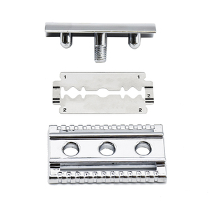 Maquinilla de afeitar de seguridad ajustable de metal brillante plateado nuevo logotipo personalizado maquinilla de afeitar de seguridad de doble filo para afeitado de hombres - Product Image 5