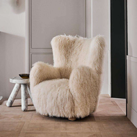 Fauteuil inclinable manuel moderne en bois massif de style mid-century avec dossier solide et rembourrage en mousse pour salon, salle à manger, bureau à domicile