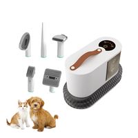 Kit d'aspirateur pour animaux de compagnie 5-en-1 écologique avec brosse de démêlage et de toilettage pour poils de chat, aspiration 12000 Pa, bac à poussière 2L