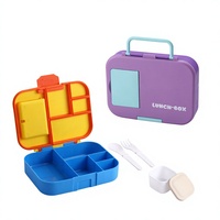 Boîte à bento portable en plastique, best-seller transfrontalier, cinq compartiments, capacité 1-2L ; forme rectangulaire ; boîte à lunch pour