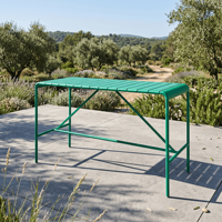 Table rectangulaire haute en alliage d'aluminium imperméable sur mesure pour mobilier d'extérieur, idéale pour les sièges de bar et les repas décontractés