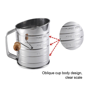 Wholesale Hand Crank Stainless Steel Baking Sifter 3 Cup <b>Flour</b> for Powdered Sugar with Strainer - Product Image 4
