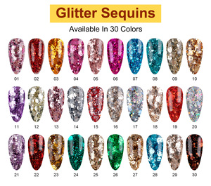 เจลทาเล็บสีสันสดใสแบบ DIY กลิตเตอร์30สีเจลทาเล็บเจลทาเล็บขนาด5กรัมพร้อมเลื่อม - Product Image 6