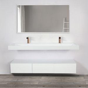 Lavabo avec meuble au design artistique, lavabo personnalisé unique avec unité de lavabo intégrée, fabricants de lavabos en surface solide - Product Image 2