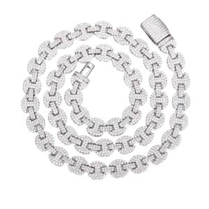 Cross-Border para <span class=keywords><strong>Amazon</strong></span> Europa EE. UU. 6MM Nariz de cerdo Cuba <span class=keywords><strong>Cadena</strong></span> 925 <span class=keywords><strong>Plata</strong></span> Hombres Hip Hop Collar Completo T-Square Moissanite - Product Image 5