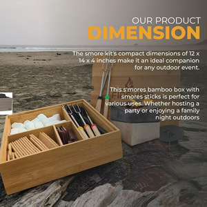 Firevibe Bamboo Storage Box For Barbecue Tools Square Handmade Gift Craft Box With Forks Set - Product Image 4