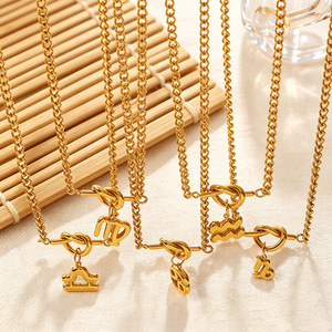 Collar con Colgante de Constelación en Aleación de Zinc Chapado en Oro, Cadena de Caja a la Moda para Mujer, Joyería de Uso Diario - Product Image 6