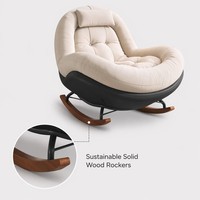Fauteuil à bascule ergonomique en cuir anti-rayures résistant aux griffures de chat, avec base en cuir et structure en bois massif, pour la détente