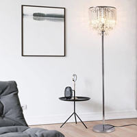 Lampadaire en cristal K9 3 lumières avec interrupteur au pied-Lampadaire moderne chromé pour salon, chambre à coucher, bureau