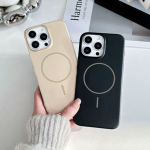 เคสโทรศัพท์แบบแม่เหล็ก TPU สำหรับ 16 Pro Max ดีไซน์ธุรกิจ ชุบเคลือบสีพื้นด้าน สัมผัสผิวแบบหนัง ป้องกันรอยขีดข่วน - Product Image 1