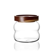 Bocal de conservation en verre borosilicate de qualité alimentaire, hermétique, avec couvercle en bois, soufflé à la main, design côtelé, durable, moderne, pour le café