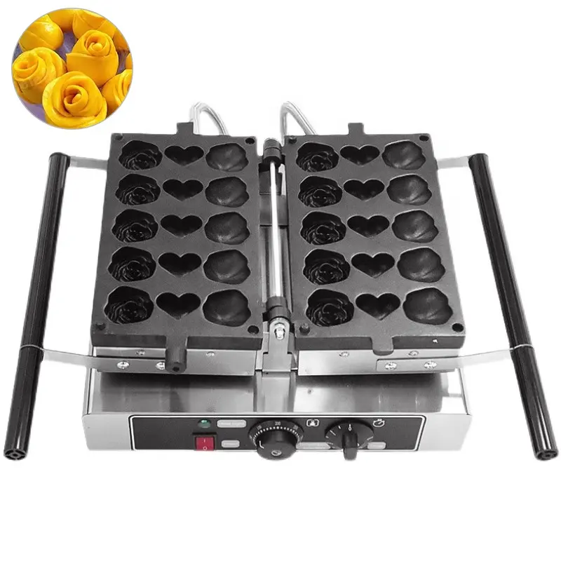 Kommerzielle Snack ausrüstung Bubble Waffle Maker Machine Automatische Waffel bäcker in Rosen form