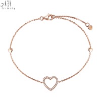 Bracelets de qualité exceptionnelle, tendance, en forme de cœur, à porter tous les jours, bijoux en or rose massif 18 carats, diamants naturels véritables