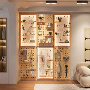 베스트 셀러 교수형 장식 홈 현대 벽 패널 보드 주최자 나무 디스플레이 랙 페그 보드 선반 브래킷 - Product Image 1