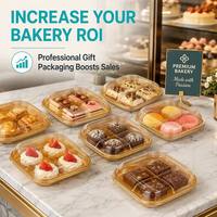 Boîte d'emballage alimentaire carrée en PET transparente de qualité alimentaire jetable avec couvercle pour boulangerie, dessert, sushi, collation, pain