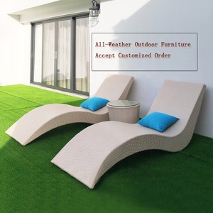 Meubles <span class=keywords><strong>de</strong></span> <span class=keywords><strong>jardin</strong></span> Meubles <span class=keywords><strong>de</strong></span> patio en rotin tissé blanc Pe Chaises longues d'extérieur Piscine Lounge Chaises longues - Product Image 4