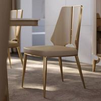 Chaises de salle à manger de luxe de haute qualité au prix d'usine, pieds en acier inoxydable doré, revêtement en cuir PU, contemporaines, hôtel, villa