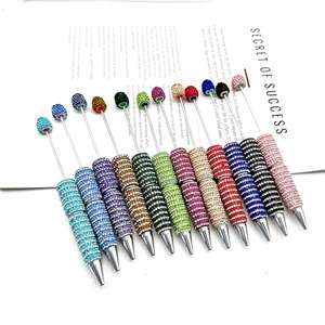 2025 Wholesale Striped Full Diamond Beaded <b>Pen</b> Heavy Industry Ballpoint <b>Pen</b> High Profile Luxury Manual Burst <b>Pen</b> - Product Image 2