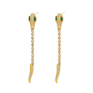 Pendientes con forma de serpiente, joyería de moda para mujer con circonita dorada, EDB 016 - Product Image 5