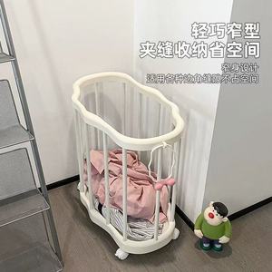 Clothing Organizer Round Portable Plastic Storage Basket For Home Yoga Mat Bathroom Use With Wheels - Product Image 3