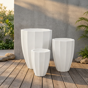 Ensemble de 3 pots de fleurs et jardinières d'extérieur Alfredo, design contemporain, écologiques, durables, légers, en béton fibré - Product Image 1