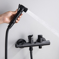 Ensemble de pulvérisateur de bidet moderne avec mitigeur chaud/froid, finition noir chromé, or brossé, gris anthracite pour commande en gros pour distributeurs