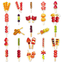 50 stuks fabrieksaanbieding cartoon voedsel-thema waterdichte gestructureerde gestanste gecoate hawthorn stickers voor het decoreren van telefoonhoesjes