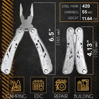 Outil multifonction 24-en-1 avec mini-outils, couteau, pinces et 11 embouts pour le travail, le EDC, le camping, la randonnée et la survie