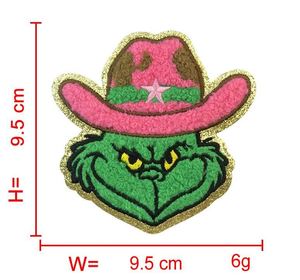 Parche de Chenilla Navideño Personalizado de Gran Tamaño con Borde Dorado de Papá Noel y Muñeco de Nieve - Product Image 3