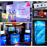 Promotion Stand d'Exposition Rétroéclairé, Étagère de Présentation pour Salon Professionnel, Kiosque Pop-up avec Éclairage LED, Toile de Fond pour Branding, Bannière Publicitaire