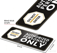 Plaque de porte en acrylique personnalisée, autocollante, signalisation de sécurité « Personnel autorisé uniquement » pour porte de bureau