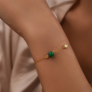 Bracelet CANNER Simple S925 en argent sterling classique avec malachite, turquoise et zircon, pour un usage quotidien, plaqué or 18 carats, réglable - Product Image 6
